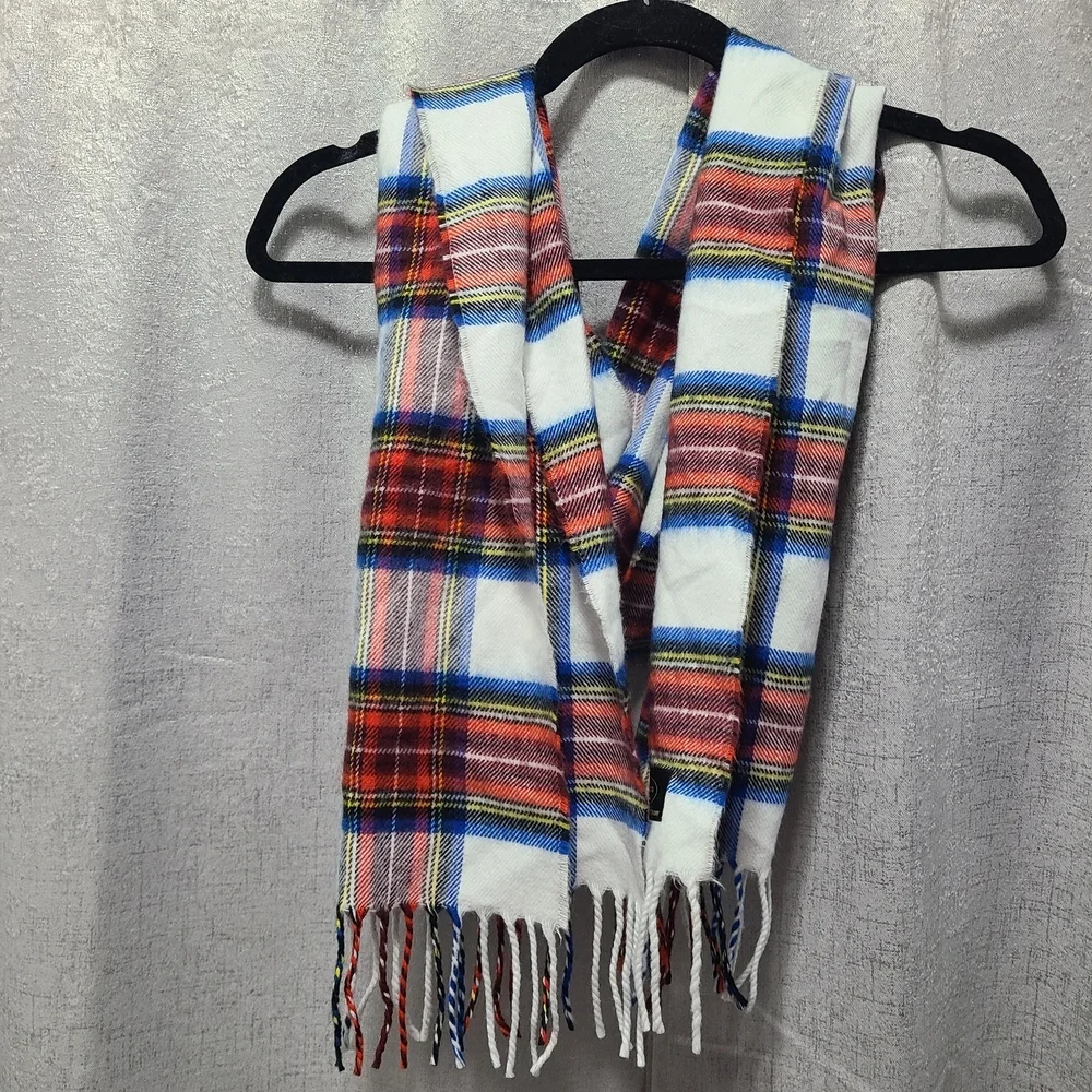 Plaid‎ Cashmere Scarf with Fringe
